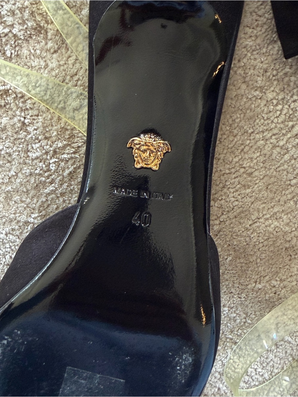 Versace Medusa Bow Embellished Rubber-trimmed Satin Slingback Pumps - Picture 2 of 7